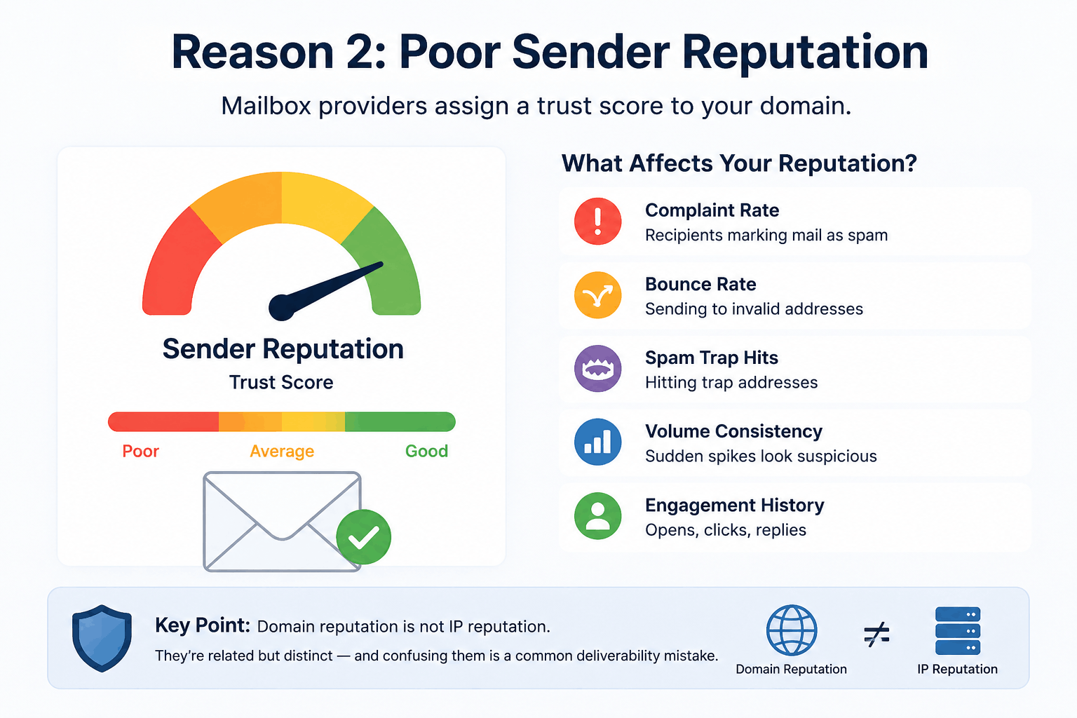 Key factors influencing domain sender reputation